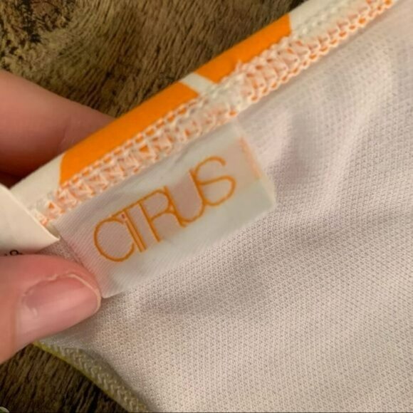 Citrus banana leaf yellow, white, green, orange bikini top - M - Picture 3 of 6